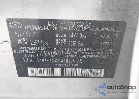 2017 Hyundai Sonata from USA, damaged, VIN 5NPE24AF4HH591782